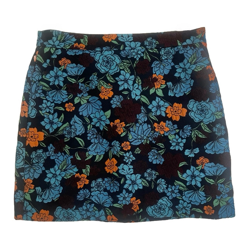 LOFT Blue and Orange Mini Pencil Skirt Casual